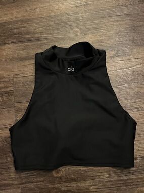 ALO Yoga Black High Neck Cropped Tank